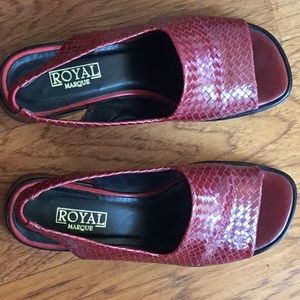 Dark Red Women’s Woven Leather Sandal’s Size 38